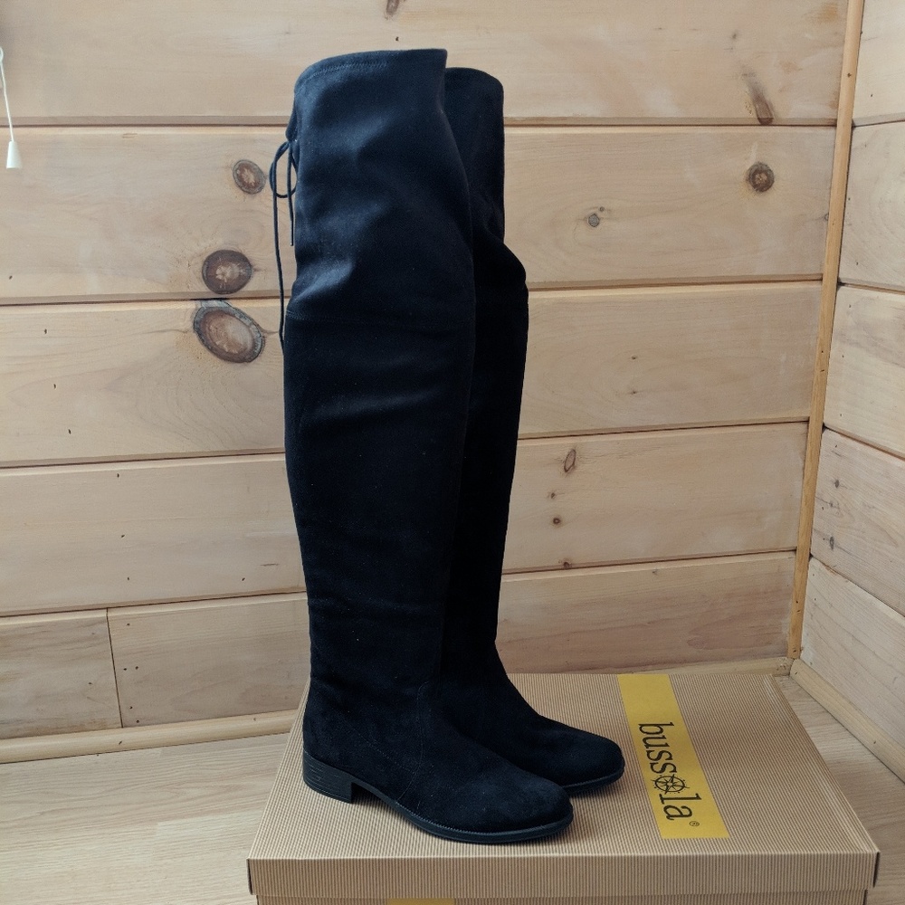 Bussola Over The Knee Black Boots 36